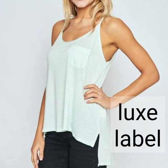 SOFT STRIPED POCKET TANK - mint - Picture 2 of 8
